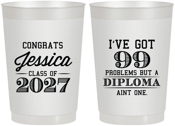 Personalized Graduation 22 oz Frosted Cups - Class Of 2027 99 Problems | 130047