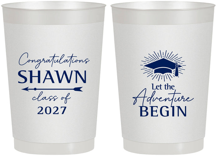 Personalized Graduation 22 oz Frosted Cups - Class Of 2027 Adventure Begin | 130048