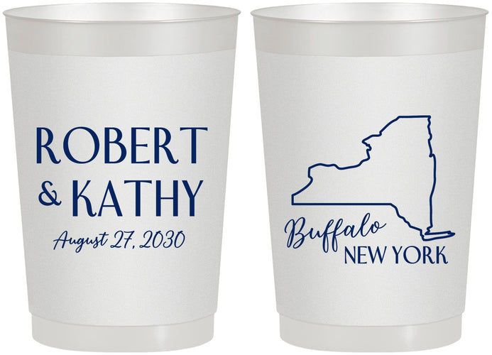 Personalized Wedding 22 oz Frosted Cups - New York | 131