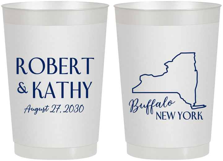 Personalized Wedding 22 oz Frosted Cups - New York | 131