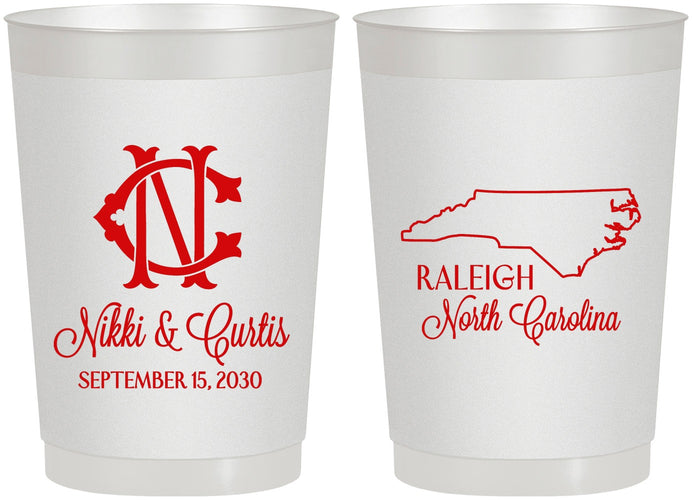 Personalized Wedding 22 oz Frosted Cups - North Carolina | 132