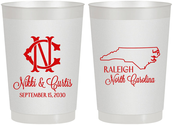 Personalized Wedding 22 oz Frosted Cups - North Carolina | 132