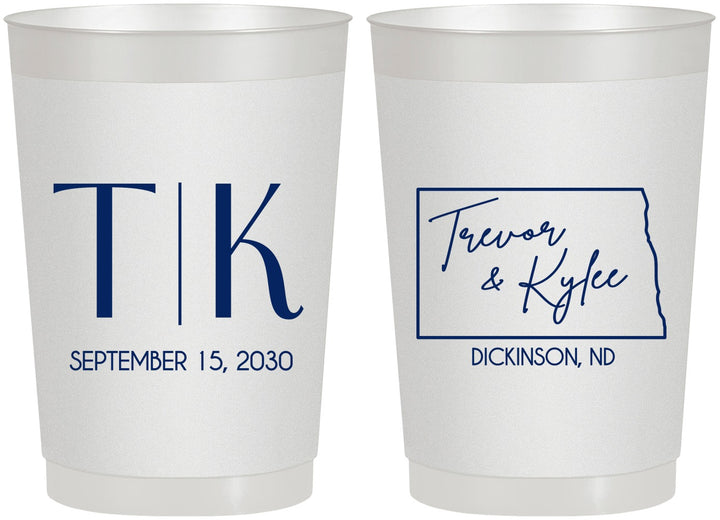 Personalized Wedding 22 oz Frosted Cups - North Dakota | 133