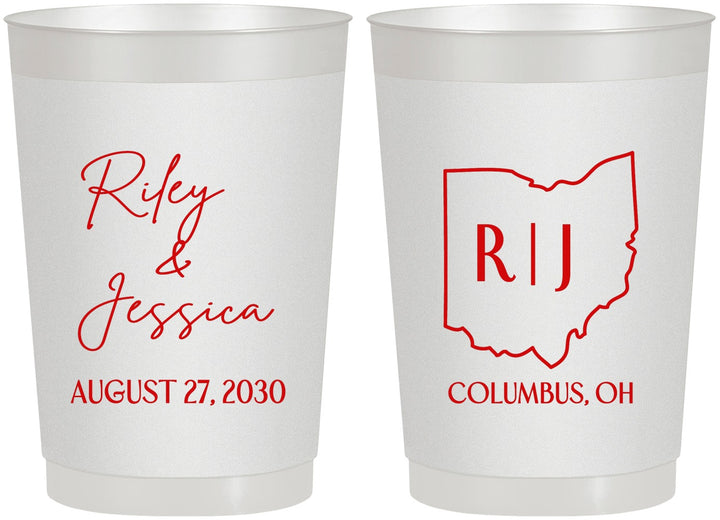 Personalized Wedding 22 oz Frosted Cups - Ohio | 134