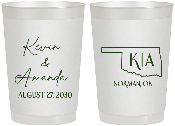 Personalized Wedding 22 oz Frosted Cups - Oklahoma | 135