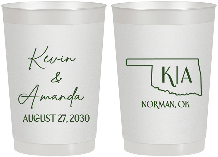 Personalized Wedding 22 oz Frosted Cups - Oklahoma | 135