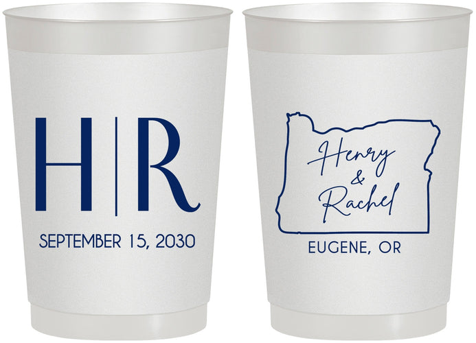 Personalized Wedding 22 oz Frosted Cups - Oregon | 136