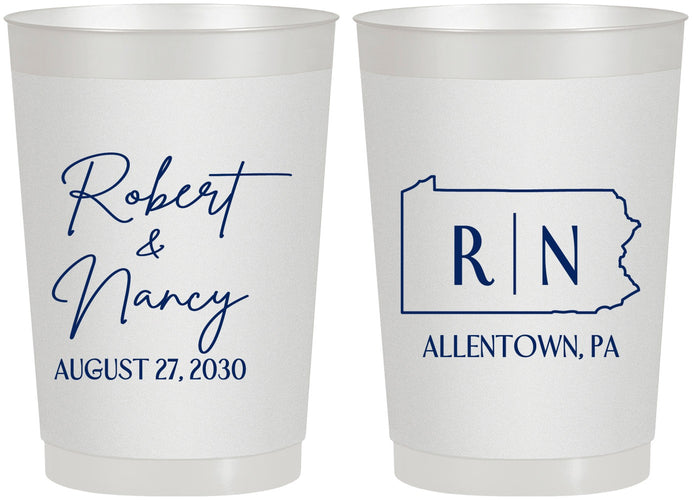 Personalized Wedding 22 oz Frosted Cups - Pennsylvania | 137