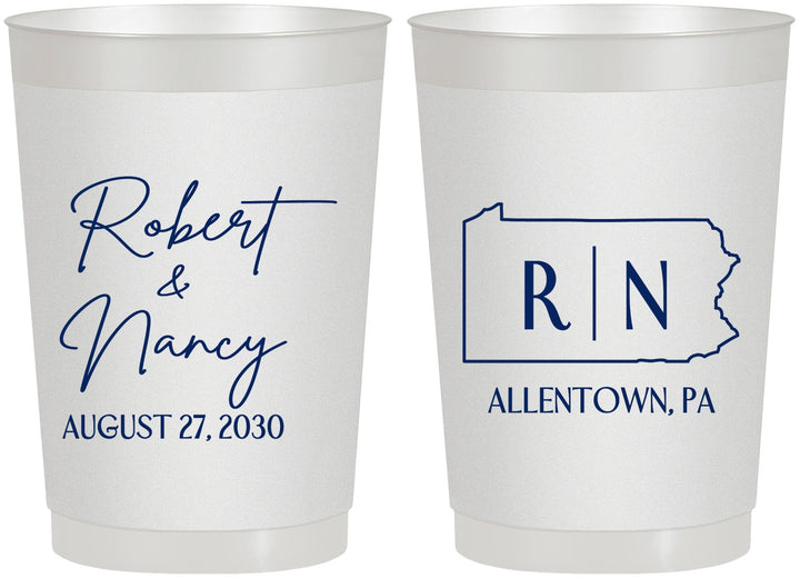 Personalized Wedding 22 oz Frosted Cups - Pennsylvania | 137