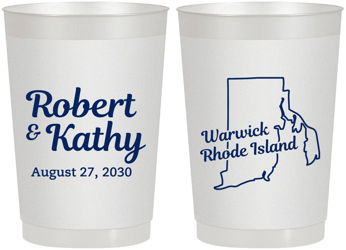Personalized Wedding 22 oz Frosted Cups - Rhode Island | 138