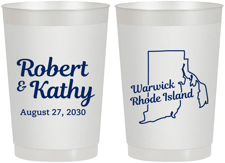 Personalized Wedding 22 oz Frosted Cups - Rhode Island | 138
