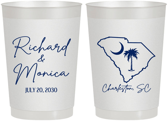 Personalized Wedding 22 oz Frosted Cups - South Carolina | 139