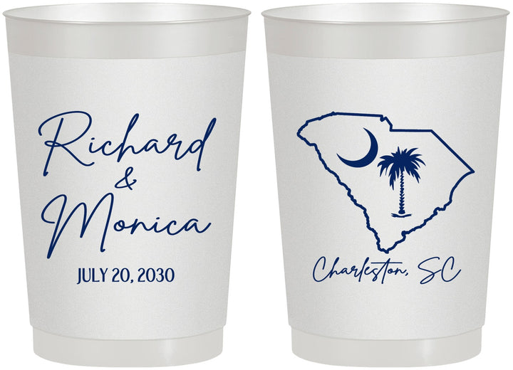 Personalized Wedding 22 oz Frosted Cups - South Carolina | 139