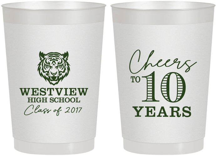 Personalized Class Reunion 22 oz Frosted Cups - Class Of 2017 10 Year | 140005