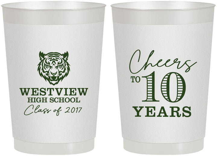 Personalized Class Reunion 22 oz Frosted Cups - Class Of 2017 10 Year | 140005