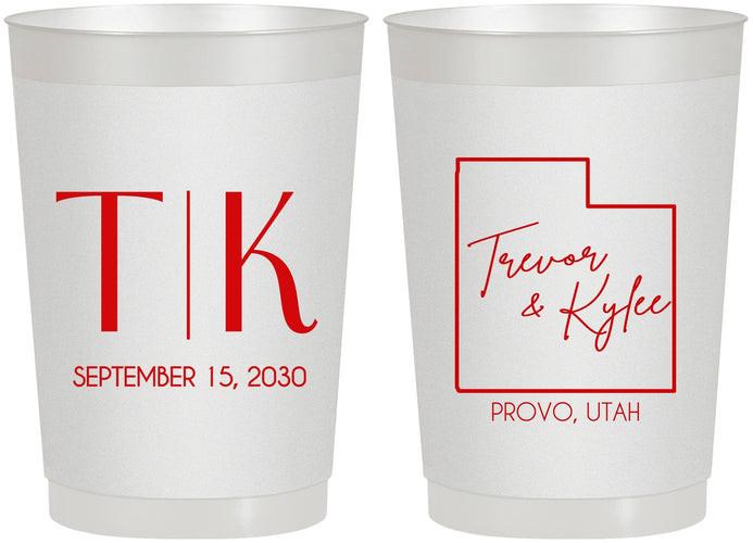 Personalized Wedding 22 oz Frosted Cups - Utah | 143