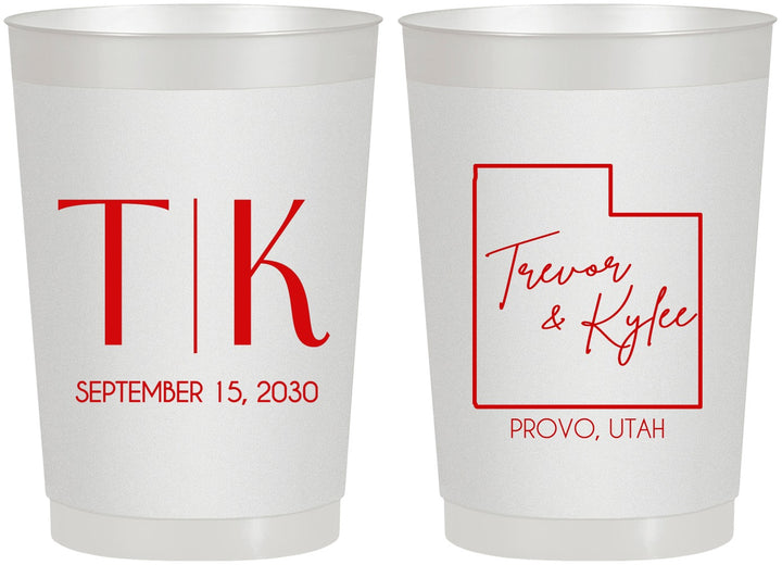 Personalized Wedding 22 oz Frosted Cups - Utah | 143