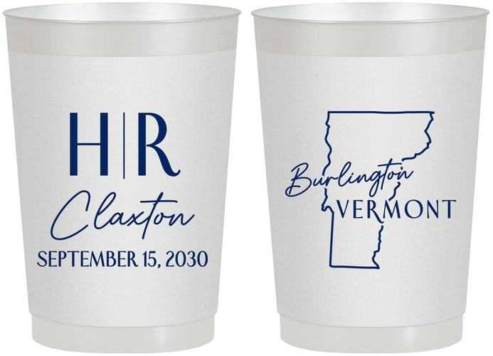 Personalized Wedding 22 oz Frosted Cups - Vermont | 144