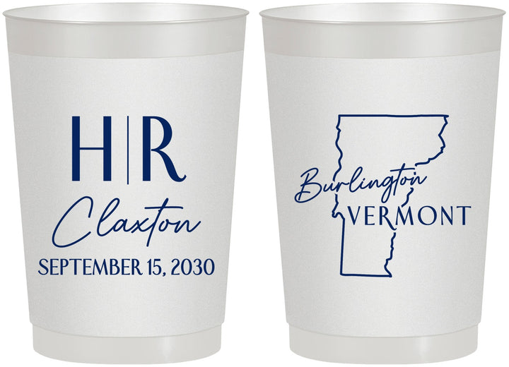 Personalized Wedding 22 oz Frosted Cups - Vermont | 144