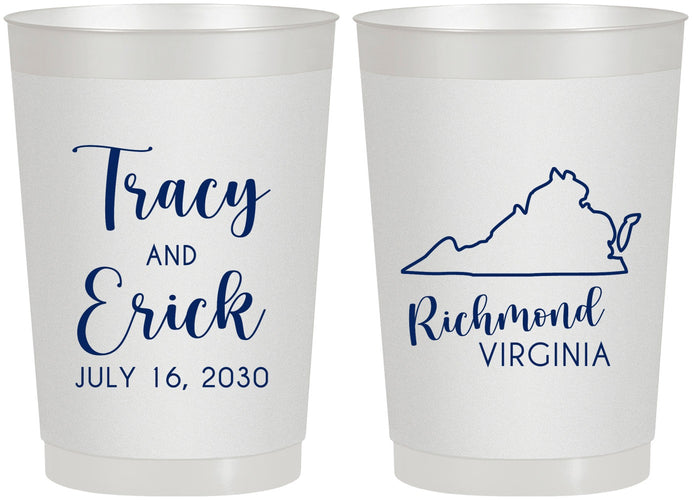 Personalized Wedding 22 oz Frosted Cups - Virginia | 145