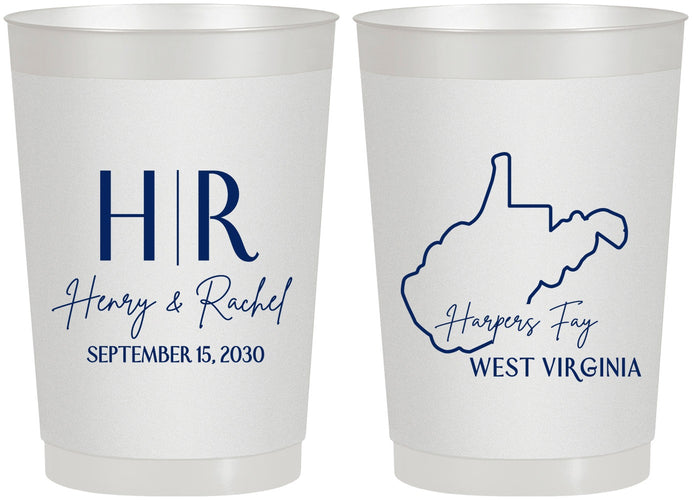 Personalized Wedding 22 oz Frosted Cups - West Virginia | 147
