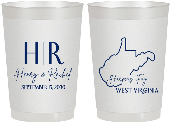 Personalized Wedding 22 oz Frosted Cups - West Virginia | 147