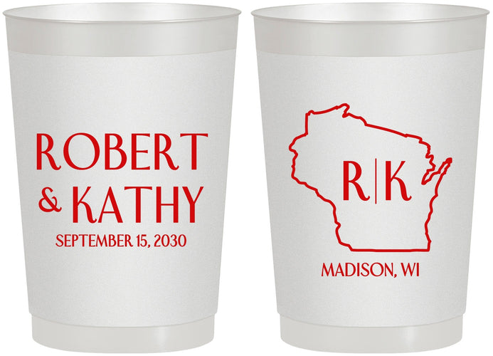 Personalized Wedding 22 oz Frosted Cups - Wisconsin | 148