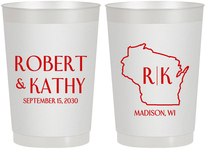 Personalized Wedding 22 oz Frosted Cups - Wisconsin | 148