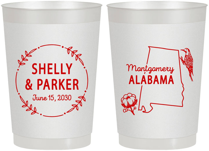 Personalized Wedding 22 oz Frosted Cups - Alabama | 150