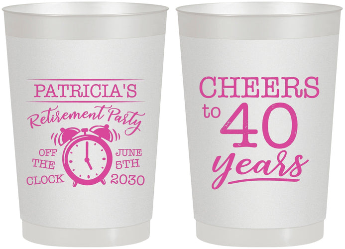 Personalized Retirement 22 oz Frosted Cups - Off The Clock | 150000
