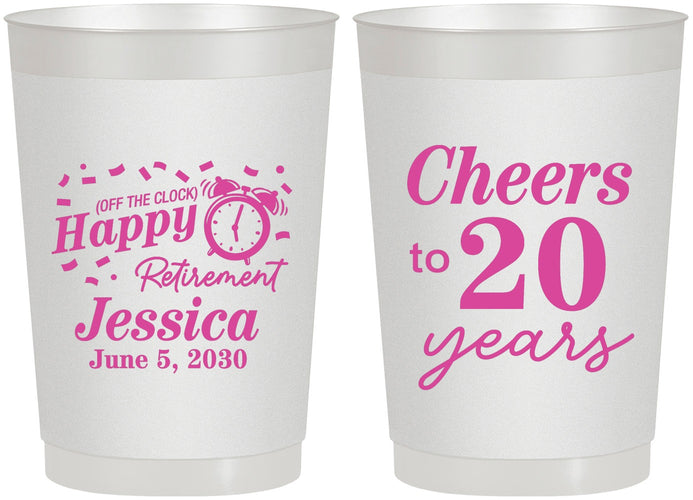 Personalized Retirement 22 oz Frosted Cups - Off The Clock | 150001
