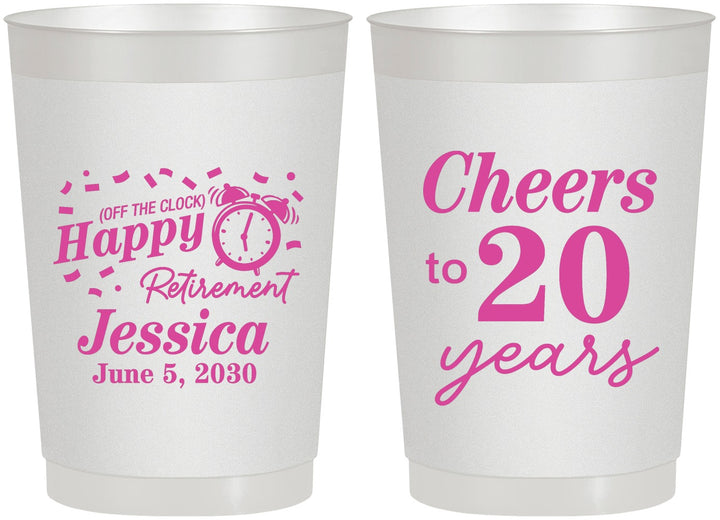 Personalized Retirement 22 oz Frosted Cups - Off The Clock | 150001