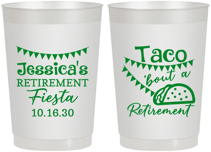 Personalized Retirement 22 oz Frosted Cups - Taco Bout A Retirement | 150002