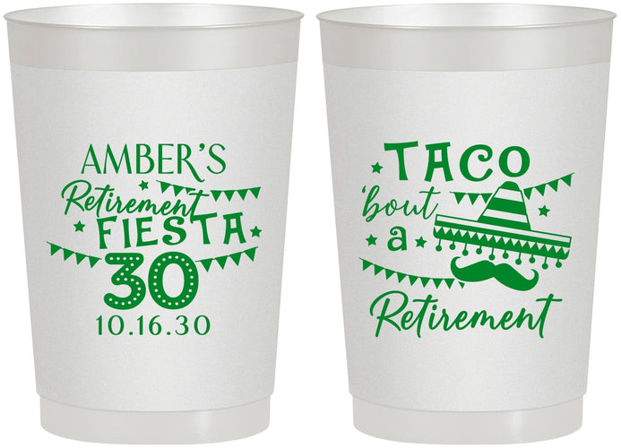 Personalized Retirement 22 oz Frosted Cups - Taco Bout A Retirement | 150003
