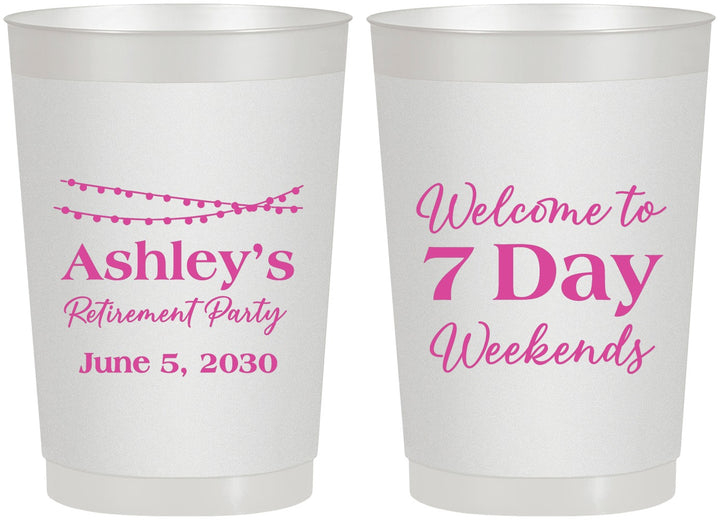 Personalized Retirement 22 oz Frosted Cups - 7 Day Weekends | 150004