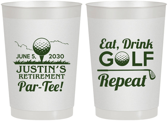 Personalized Retirement 22 oz Frosted Cups - Eat Drink Golf Repeat | 150005