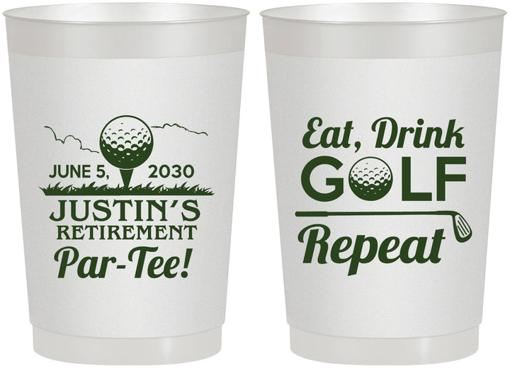 Personalized Retirement 22 oz Frosted Cups - Eat Drink Golf Repeat | 150005