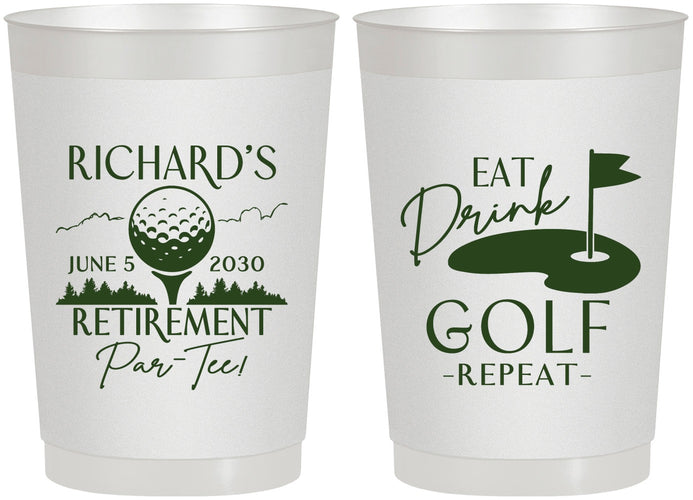 Personalized Retirement 22 oz Frosted Cups - Eat Drink Golf Repeat | 150006