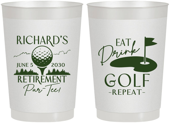 Personalized Retirement 22 oz Frosted Cups - Eat Drink Golf Repeat | 150006