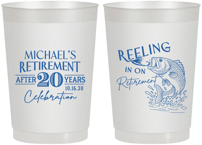 Personalized Retirement 22 oz Frosted Cups - Fishing Reeling In | 150007