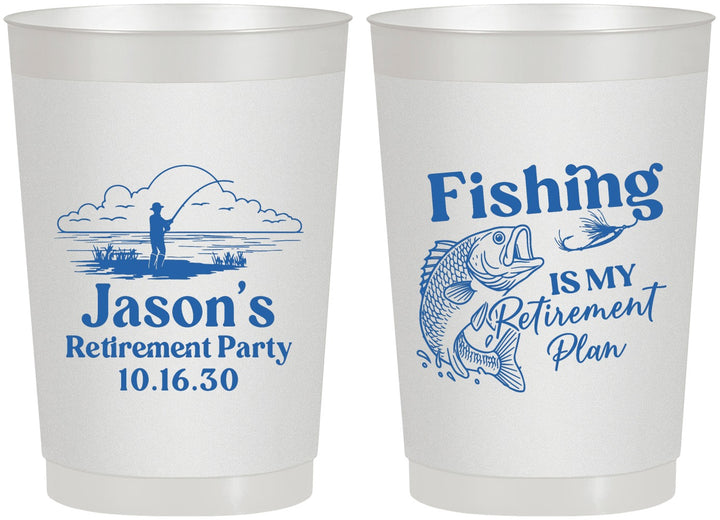 Personalized Retirement 22 oz Frosted Cups - Fishing | 150009