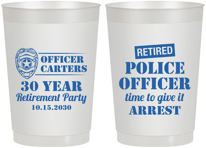 Personalized Retirement 22 oz Frosted Cups - Police Officer | 150010