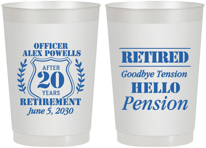 Personalized Retirement 22 oz Frosted Cups - Police Officer | 150011