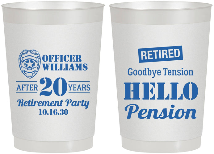 Personalized Retirement 22 oz Frosted Cups - Police Officer | 150013