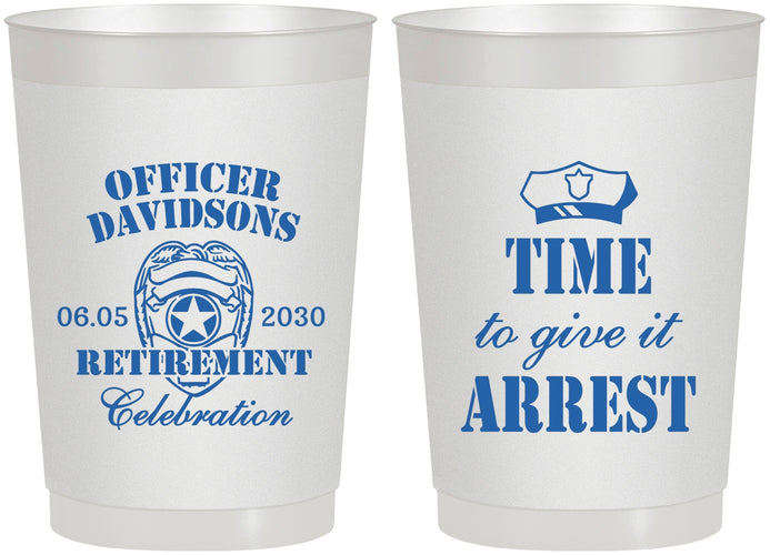Personalized Retirement 22 oz Frosted Cups - Police Officer | 150014