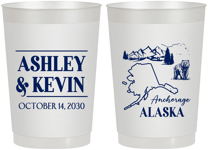 Personalized Wedding 22 oz Frosted Cups - Alaska | 151