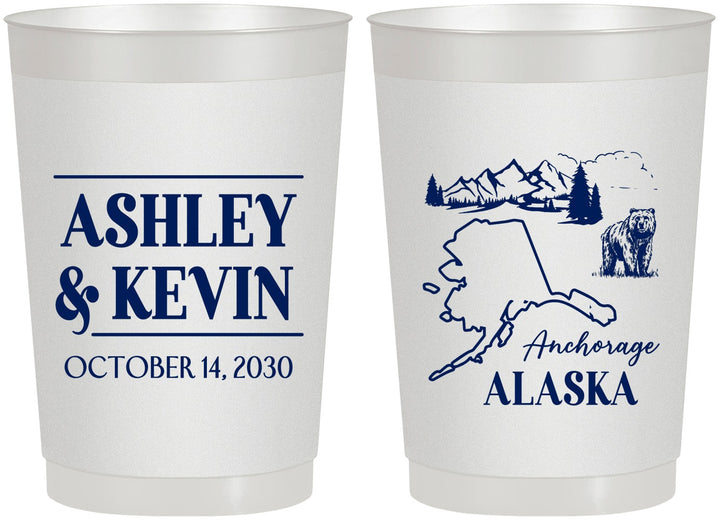 Personalized Wedding 22 oz Frosted Cups - Alaska | 151