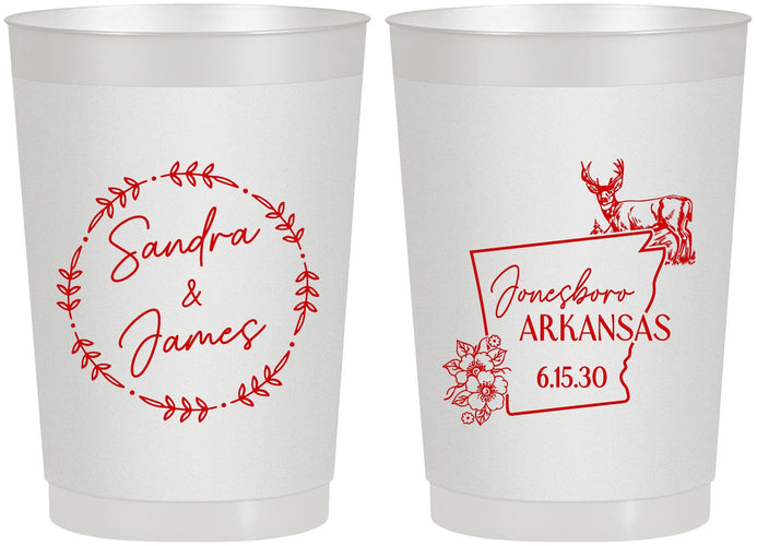 Personalized Wedding 22 oz Frosted Cups - Arkansas | 153