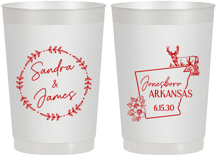 Personalized Wedding 22 oz Frosted Cups - Arkansas | 153