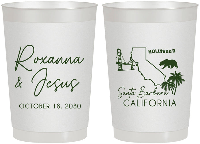 Personalized Wedding 22 oz Frosted Cups - California | 154